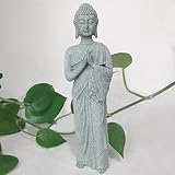 livelyfish Japanese Sandstone Buddha Statue Asian Aquarium Decorations Handmade 7.1” Zen Buda Sculpt