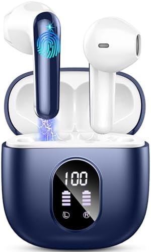 Wireless Earbuds, Bluetooth 5.3 Headphones 2024 Wireless Headphones in Ear with ENC Mic, Bluetooth Earphones Noise Cancelling Ear buds with 50H Hifi Stereo, IP7 Waterproof Headset, USB-C, LED Display