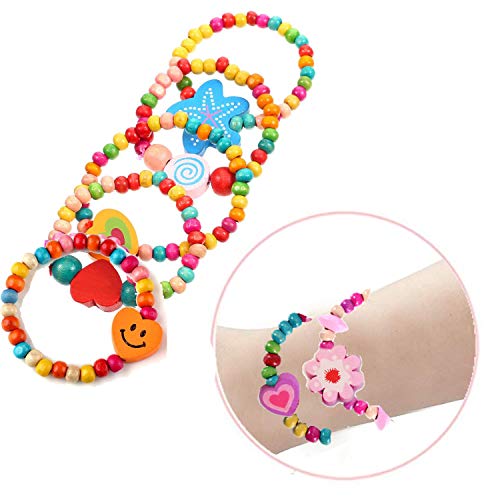 7Queen Kids Jewelry - Stretch Butterfly Necklace, Ring, Bracelet Set - Great Costume Jewelry and Accessories for Children to Play Pretend and Dress Up (Christmas Set Wooden) - Thumbnail 4