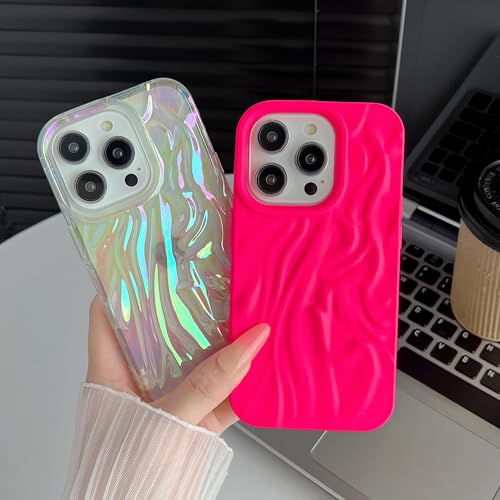 Coque iPhone 14 Pro Caseative vagues rouge antichoc avec relief ergonomique - 3