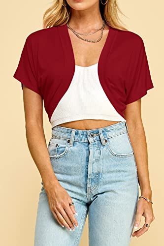 Image of Lock and Love Women's Versatile Open Front Lightweight Short Sleeve Bolero Shrug