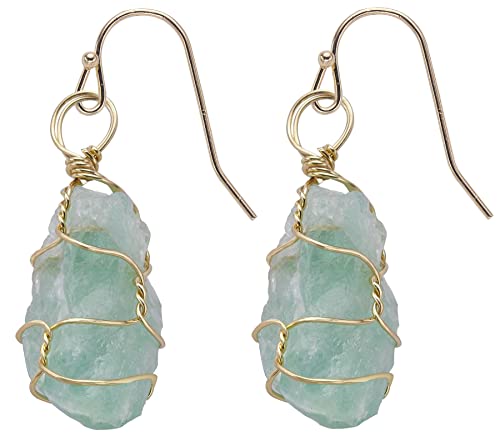 Raw Amethyst Green Fluorite Crystal femme pendantes boucle doreille pour les femmes | Bijoux à base de cuivre plaqué or pour la conscience spirituelle Cover