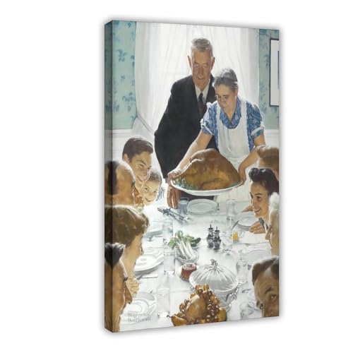 Impression sur toile Freedom from Want 1943 Norman Rockwell tableau vintage 30x45 cm