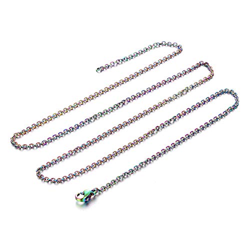 10Pcs/Pack 20'' Rainbow Colored Link Chain Stainless Steel Chain Necklace With Clasp For Jewelry Making (50Cm (20'')) #TOP2