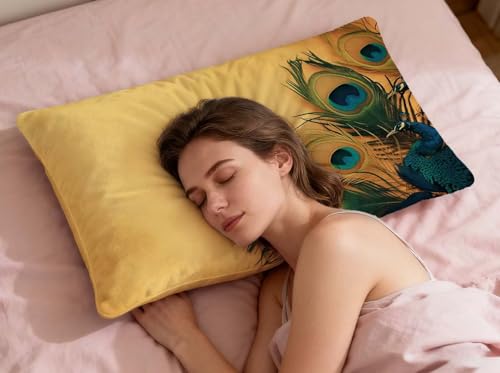 Funda cojin para sofá de terciopelo con pavo real elegante 7