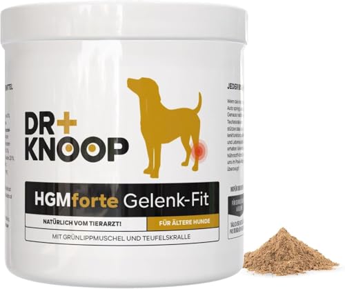 HGM Poudre articulaire pour chiens âgés, avec moule aux orles vertes, griffe du diable et glucosamine pour plus de plaisir de mouvement, développée par le vétérinaire Dr. Knoop, avec un délicieux goût
