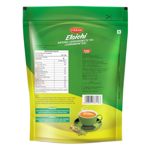 Image of VIKRAM Elaichi CTC Tea | 1 Kg | 100% Natural Ground Cardamom blended with Assam Tea | Flavorful, and Aromatic Blend Perfect for a Bold and Refreshing Brew | Premium Black Powder | No Added Essence