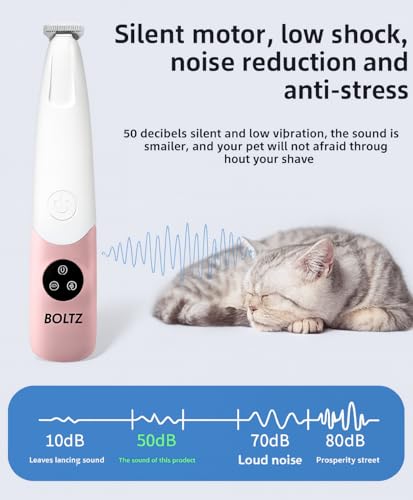 Image of Boltz Cat & Dog Paw Trimmer with Free Nail Clipper | Silent Rechargeable Pet Hair Trimmer for Paws & Face | Safe Ceramic Blade | Low Noise & USB Cordless Grooming Tool for Dogs, Cats & Rabbits