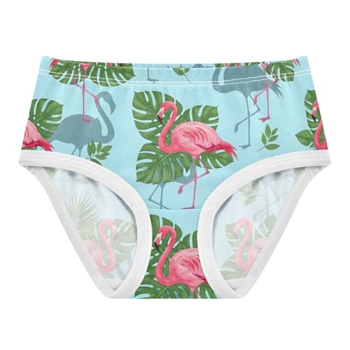 Pink Flamingos Green Leaves Blue Panties for Girl Toddler Underwear Floral Cotton Fancy Kids Briefs Undies 2t