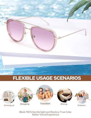 Image of BIRCEN Polarized Aviator Sunglasses Womens: Acetate Glasses UV Protection