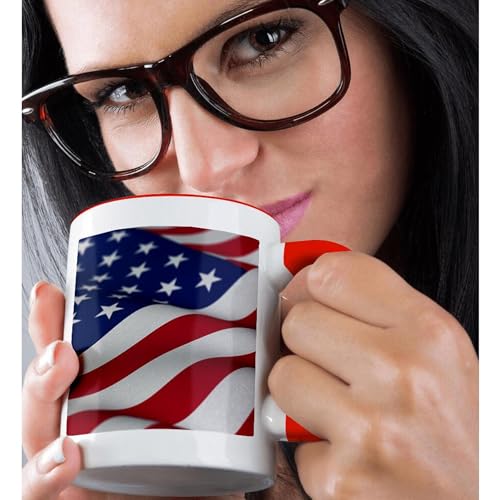 3dRose USA Flag American America Banner Stars Stripes 15oz Two-Tone Red Mug by 3dRose - Used condition - Image 2
