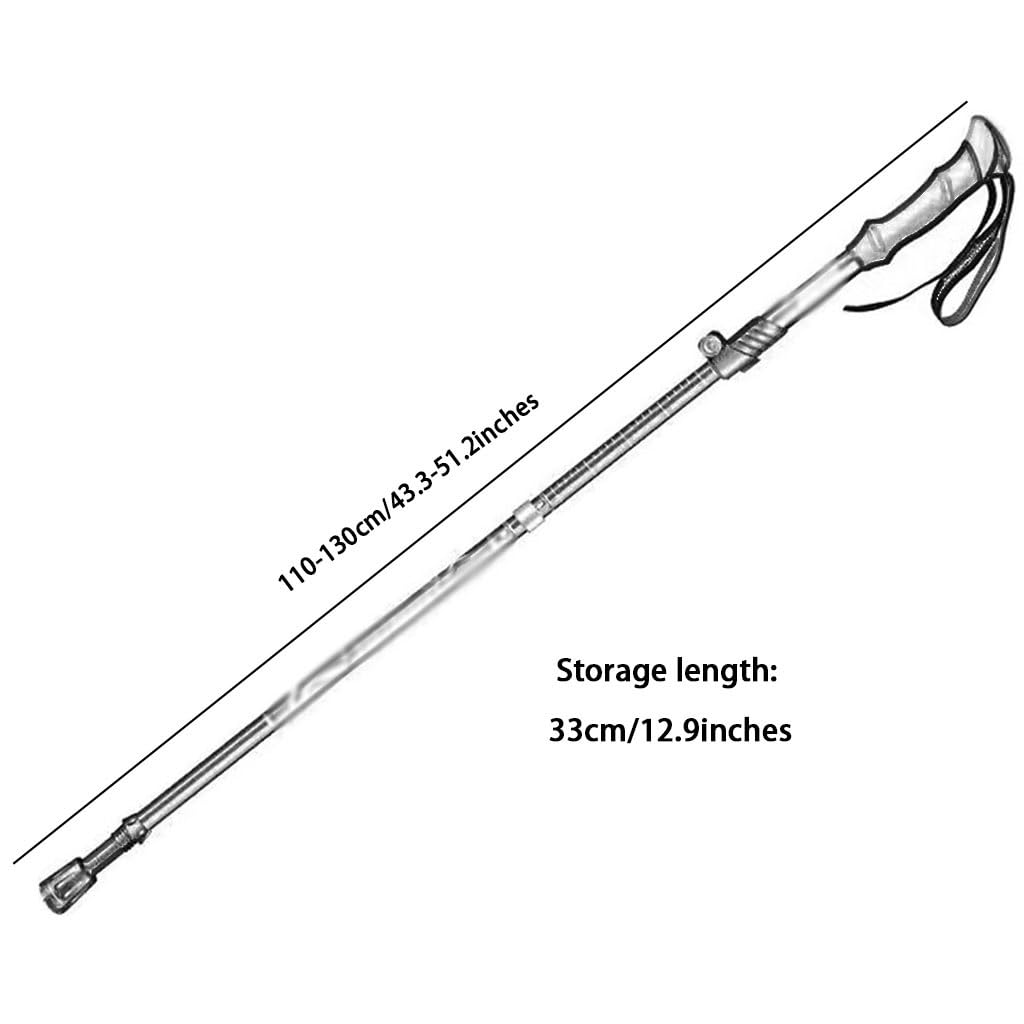 Zusammenklappbarer 5-teiliger Gehstock, Leichtgewichtige, Kompakte Trekkingstöcke, Stoßfeste Aluminiumlegierung, Für Reisen(Black Color,110-130cm)