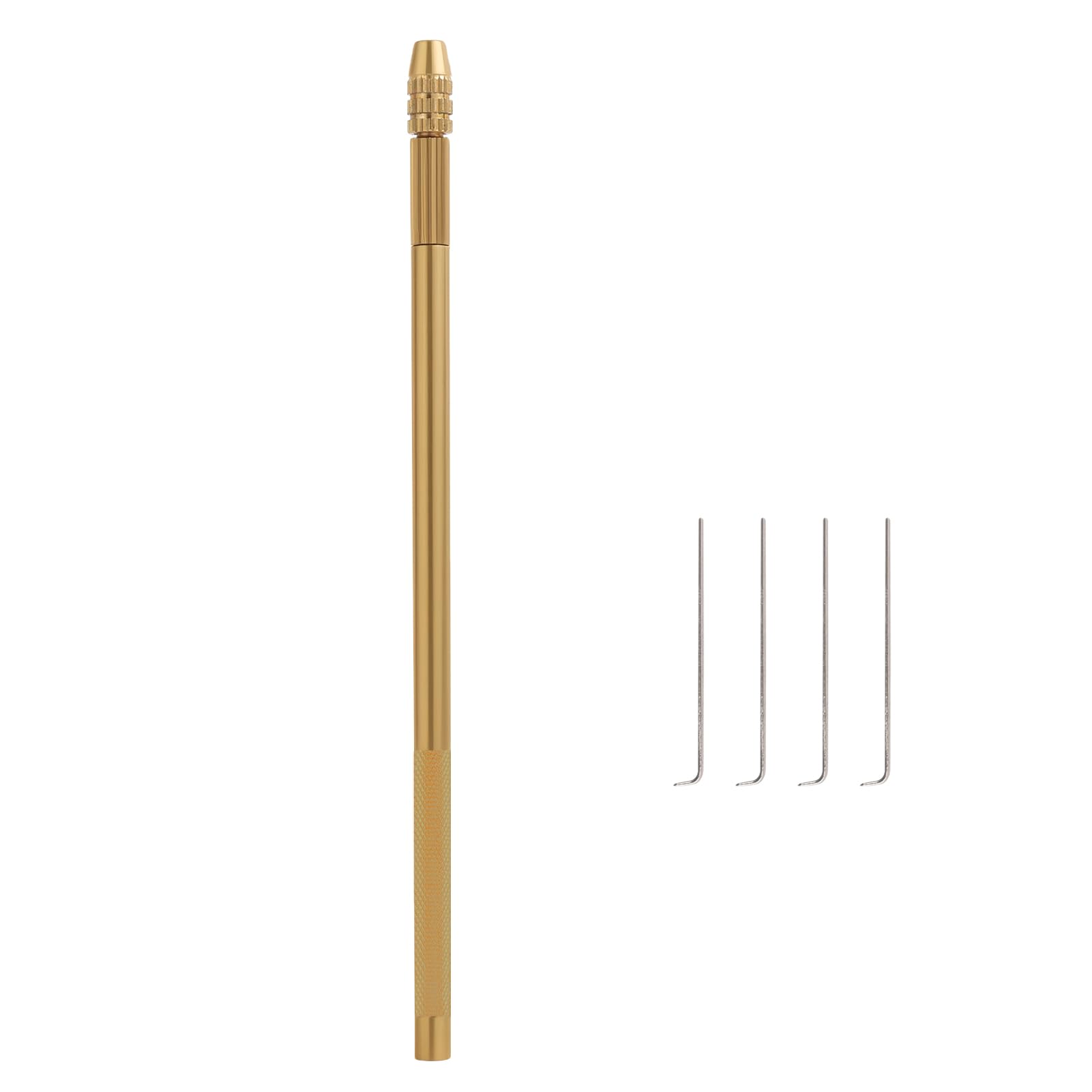 4PCS Wig Ventilating Needles with 1 Brass Holder for Lace Wig Making, Hair Extensions, Repair, Toupee, Beading, Closure, Feather Install Tool Kit for DIY Hair Stylists