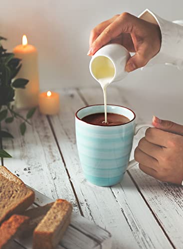 Sweese 16oz Coffee Mugs Set of 6, Porcelain Tea Cups with Handle for Latte, Ice Americano, Hot Tea, Beverage Cocoa, Ceramic Cooffee Cups Dishwasher Safe, Multicolor, Blue Gradient Colors - Image 6