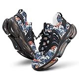 Japan Fish Waves Printed Men's Sneaker Funny Lightweight Running Shoe Tennis Shoes for Men 7women/5men（EUR38）