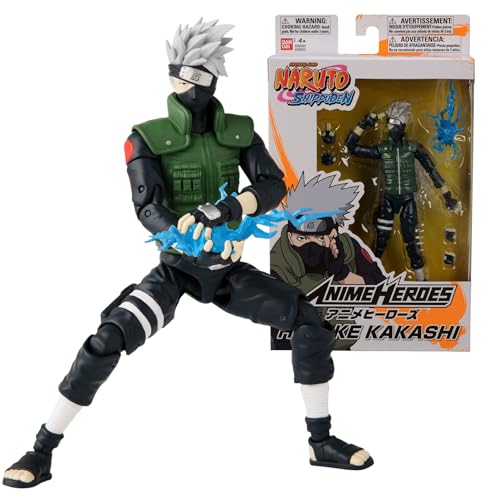 BANDAI - Naruto Shippuden Anime Heroes Figura de Acción Kakashi Hatake 17cm - 36903 Multicolor - Figuras articuladas - ¡Hazte con Tus héroes Favoritos del Mundo de Naruto!.