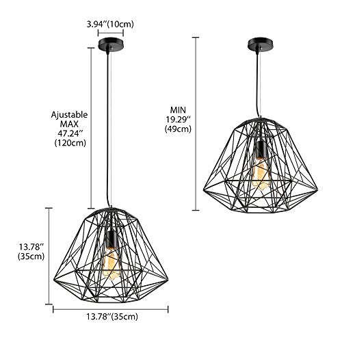Baycheer Hl371511 Retro Hive Cage Pendant Light Black Reel Iorn Painting Ceiling Light Fixture Flush Mount With 1 Light #TOP1