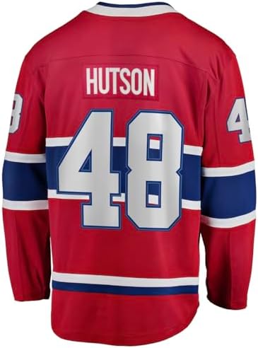 Fanatics Men's Montreal Canadiens Lane Hutson Branded Red Home Breakaway - Player Jersey (CA/US, Alpha, Small, Regular, Regular, Red) - 2