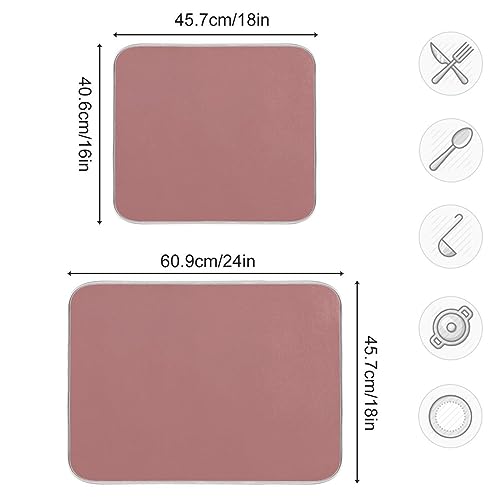 Old Rose Dryer Mat Kitchen Dishwasher Mat Drying 18 x 24 Countertop Drying Mat Dish Drainers Mats for Kitchen Counter Drying Dish Mat