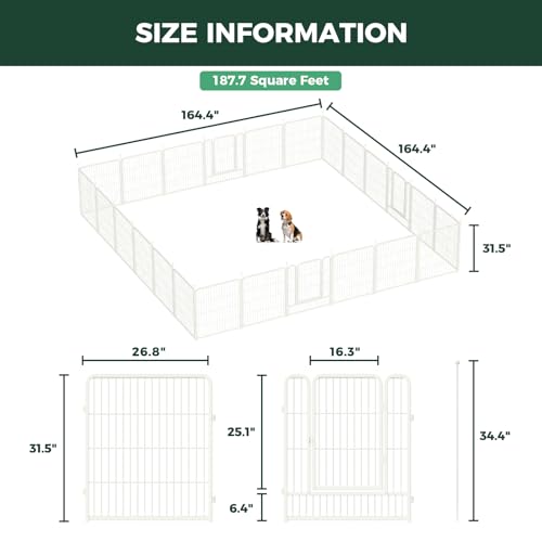 Image of FXW Rollick Unleashed Dog Playpen for Indoor, Yard, RV Camping, 32 inch 24 Panels for Small and Medium Dogs, White│Patented