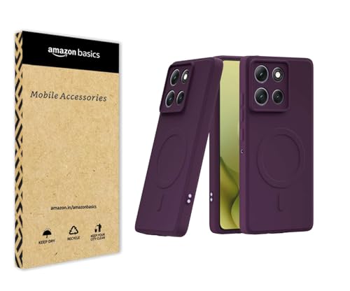 Image of amazon basics Back Cover for Moto G86 Power 5G Soft Matte Silicone Mag-Safe Design (Mag-Safe Not Support) Camera Protection | Slim Fit Bumper Cover (Purple)