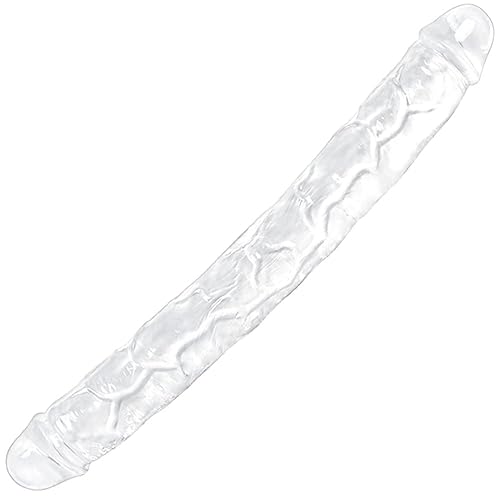 38,5 * 4,3 cm Doppelkopf Großes Dildo, Realistisches Transparentes Langes Dildo, Dickes long doubleseitiges Dildo, Weites Analdildo doppeldildos Riesiges TPE dildo,Geeignet für Frauen/Männer/Lesben - 38.5*4.3cm