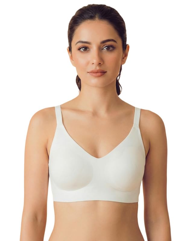 Image of Tweens Cotton Non-Padded Bonded Bra for Women | Full Coverage Wire-Free Bra | Hidden Concealer | Seamless No-Dig Comfort | Breathable Cotton | Elastic-Free Bottom Band & Side Wings | Pack of 1|