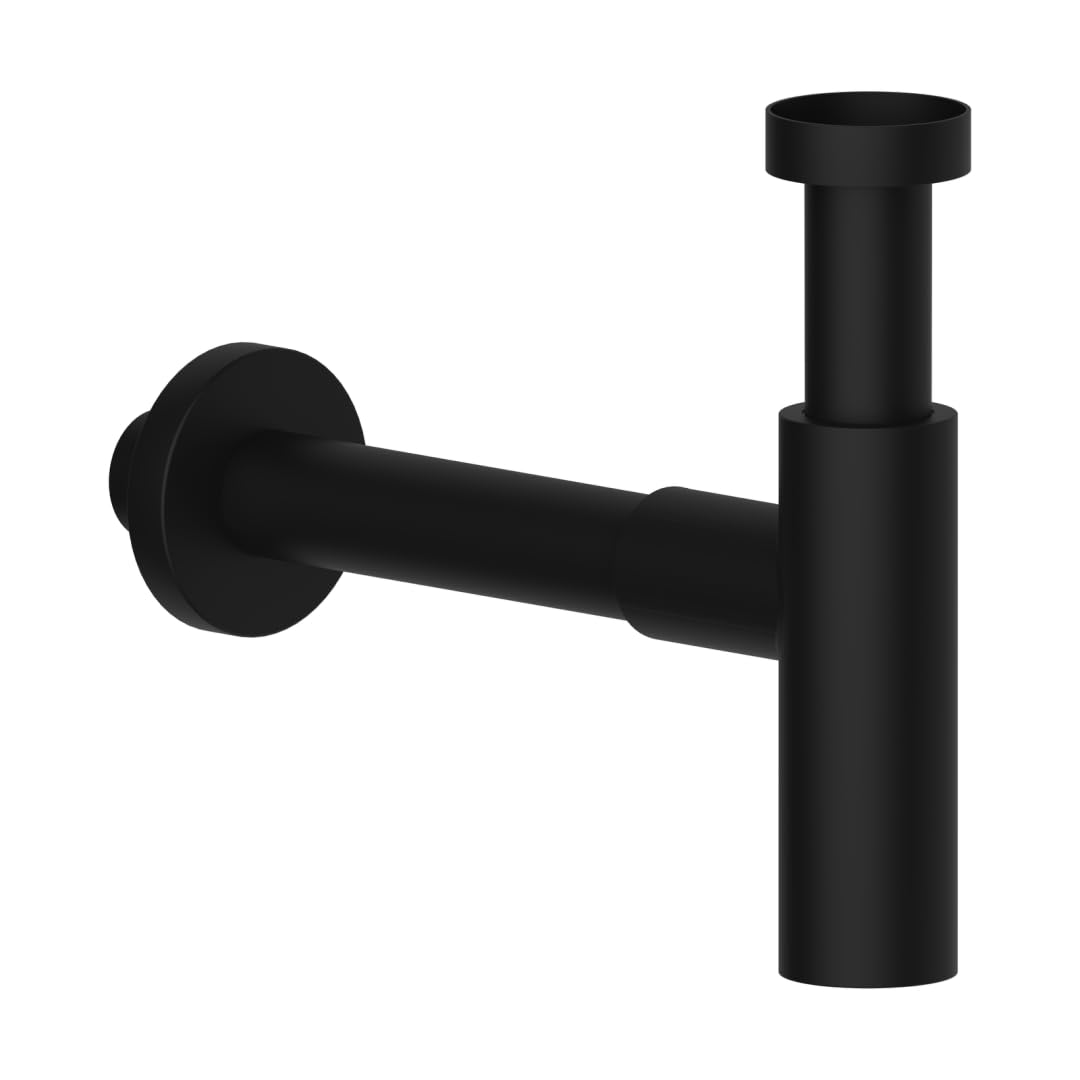 Kiamami Valentina - Sifone d'arredo tondo in ottone nero opaco
