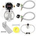 RV Propane Regulator 2 Tank-2-Stage Auto Changeover LP Propane Regulator for RV Includes Gauge and 2X 18 Pigtail Propane Hoses,Ideal for Trailers and Camper RVs (Silver)
