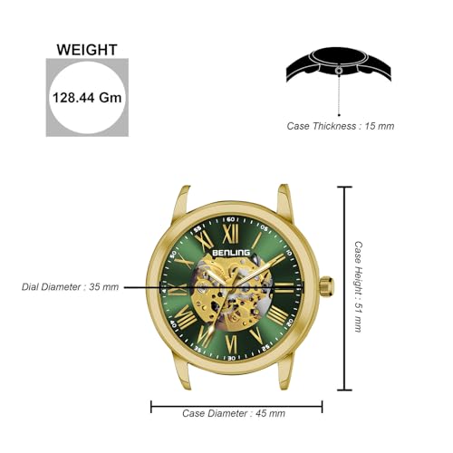 Image of Benling Men's Skeleton Automatic Analog Watch Combo | Open Gear Dial | Leather and Stainless Steel Chain Strap | Luxury Mechanical Movement | Casual & Formal Wear Stylish Wrist Watch for Men