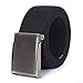 Mile High Life Canvas Web Belt | Cut to Fit Up to 52" | Flip-Top Matte Silver Nickel Buckle (Black)