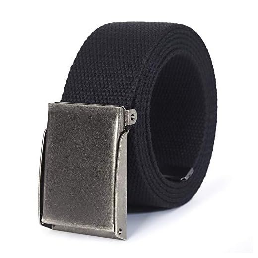 Canvas Web Belt | Cut to Fit Up to 52" | Flip-Top Matte Silver Nickel Buckle (Black)