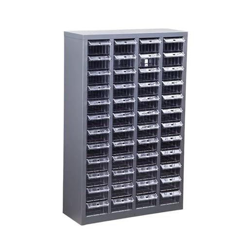 JevLoN 48 Drawers Parts Cabinet Bolt and Nut Tool Storage Cabinet Metal Steel Parts Cabinet with Clear Plastic Drawer for Storing Screws Trinkets and Workshop Tool(Without Door)