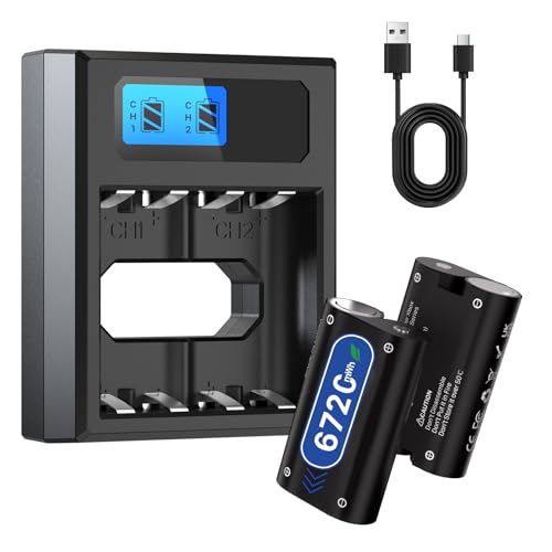 2X 6720mWh Pack de Batteries Rechargeables pour Xbox One avec Station de Charge, Nouvelle Batterie Haute capacité améliorée de Remplacement pour Xbox Series...