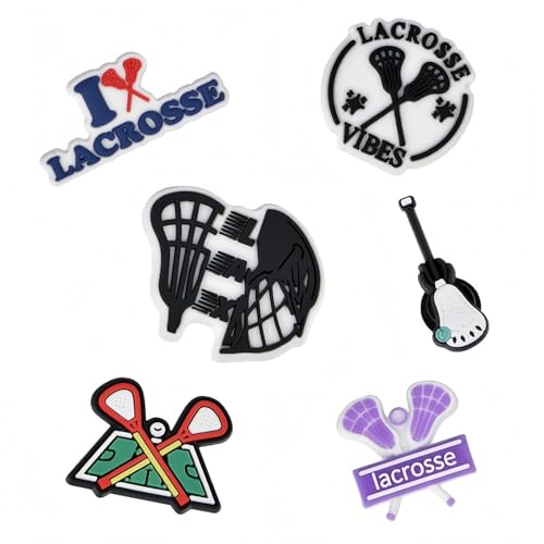 Generic - Girls & Boys Lacrosse Shoe Charms – 6 PCS Shoes Charms, Lacrosse Cleats Accessories, Sports Shoe Decorations, Party Favors & Gifts for Kids, Teens, and Lacrosse Fans