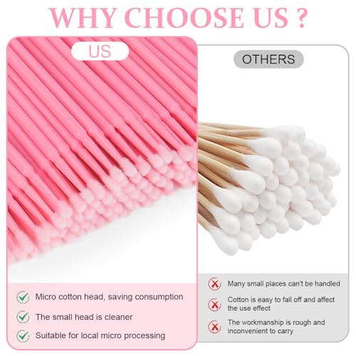 BUTBU 100 Stk Einweg Microbürsten Wimpernverlängerung, Wimpernverlängerungs Bürsten, Beauty-Salon & Hausgebrauch Eyelash Brush, Microbürstchen fürLashes Graft, Makeup, Mundpflege(Rosa)