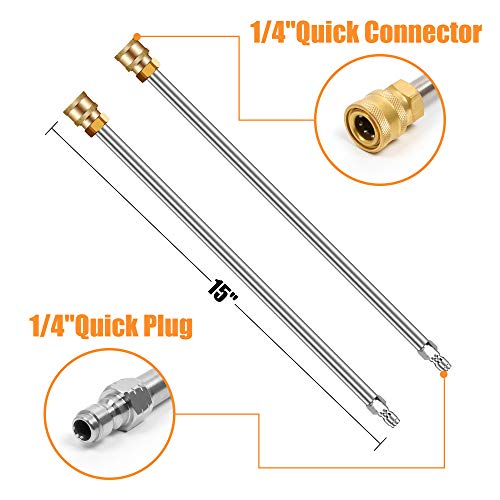 BEETRO 15" Pressure Washer Surface Cleaner, Surface Cleaner with 2 Pack Pressure Washer Extension Wands, Maximum Pressure 4000 PSI