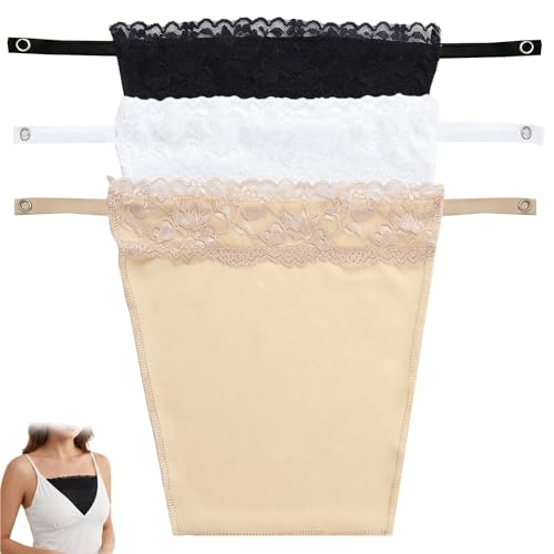 Image of 3 Pcs Clip-On Mock Camisole Bra Insert Lady Lace Modesty Panels for Dresses