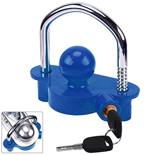 Turnart Antirrobo Remolque Universal Candado Remolque Enganche Remolque Bola Remolque Accesorios Caravana Candado De Seguridad Remolques para Coches Dos Protección Seguridad Antirrobos Llaves (Azul)