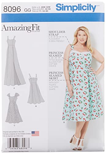 Simplicity 8096 Women's Plus Size Dress Sewing Pattern, Sizes 26W-32W
