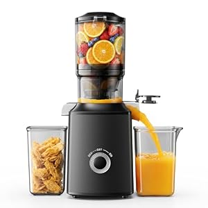 EKOJUCE Juicer Machines, 5.3″ Wide Feed Chute Cold Press Juicer
