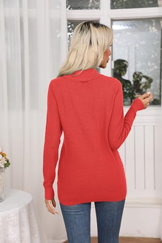 Image of Zeagoo Fall Tops for Women 2025 Long Sleeve Lightweight Sweaters V Neck Collared Knit Pullover Tunic Outfits