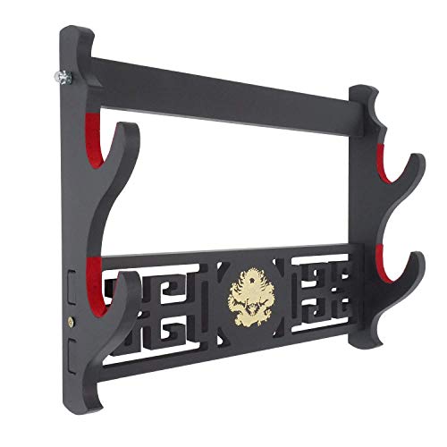 SHULI 2 Couche Support d'épée Support Mural Velours Katana rembourré Stand Samurai Support d'épée présentoir Katana-B Cover