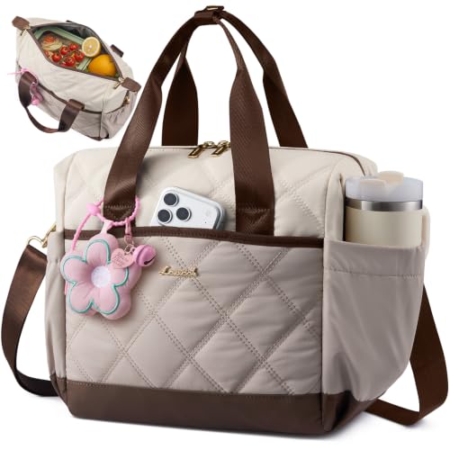 LOVEVOOK Insulated Lunch Bag Women, Adult Lunch Box for Women Work, Large Leakproof Cooler lunch Bags for Picnic Beach Family College, Lunch Teacher Tote Bag with Adjustable Shoulder Strap Cup Holder