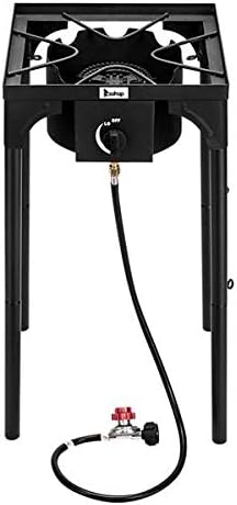 Estufa de campamento para exteriores, cocina de gas propano de alta presión, quemador portátil de hierro fundido para patio (quemador individual