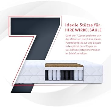 FDM HOME Matelas 90x200 Cm Épaisseur 17 Cm Matelas à Ressorts Ensachés Fermeté H3 H4 Deux Faces 7 Zones De Confort Couche De Coco Housse Lavable OEKO-TEX Hypoallergénique