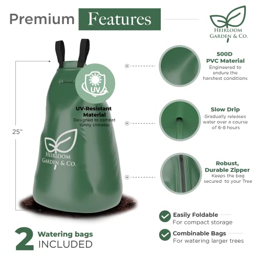 Heirloom Garden & Co 20 Gallon Tree Watering Bag To Conserve Water Slow Release Tree Watering Bag Pvc Tree Bags W/ Robust Durable Zipper Reusable & Easily Fold Drip Irrigation Bag For Trees #TOP2
