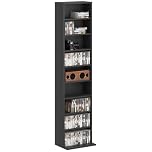 HOMCOM 260 CD/120 DVD Storage Unit, Blu-ray Media Storage Shelf with 9 Compartments and 6 Adjustable Shelves, CD Tower for Living Room, Bedroom, Office, Black