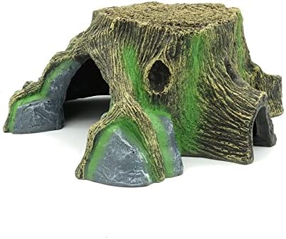 JIHAQUA Resin Large Turtle Tank Accessories Reptile Hideouts Cave Habitat Decor for Gecko Leopard Lizards Toad
