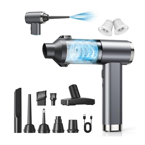 GARAID Aspirateur Voiture Puissant 4-en-1, 25000Pa Aspirateur à Main Sans Fil avec Moteur Brushless, 2 Vitesses, 6000mAh, 150000 RPM Souffleur Air Comprimé...